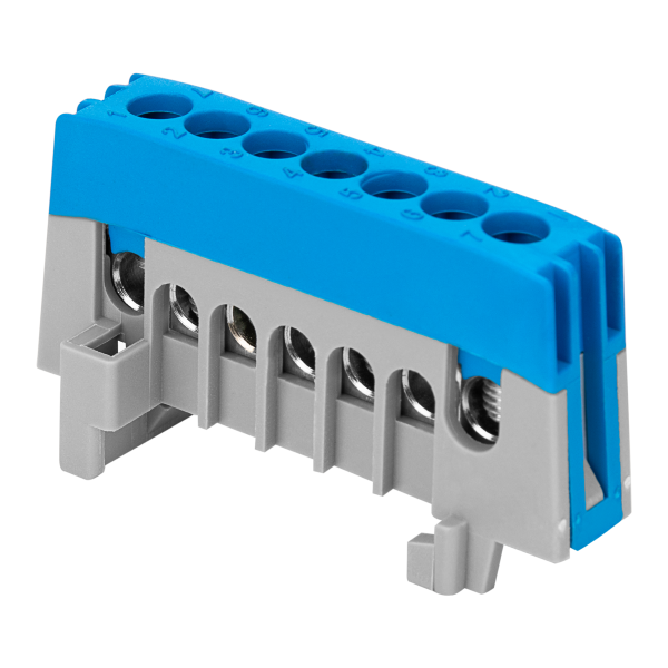Insulated distribution busbar N, 7 wires, blue