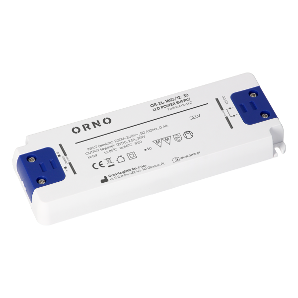 Zasilacz LED płaski, 12V DC, 30W, IP20
