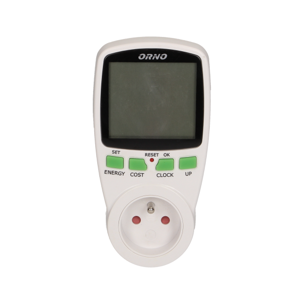 Dwutaryfowy watomierz, kalkulator energii z wyświetlaczem LCD, 2 oddzielne taryfy, wewnętrzny akumulator