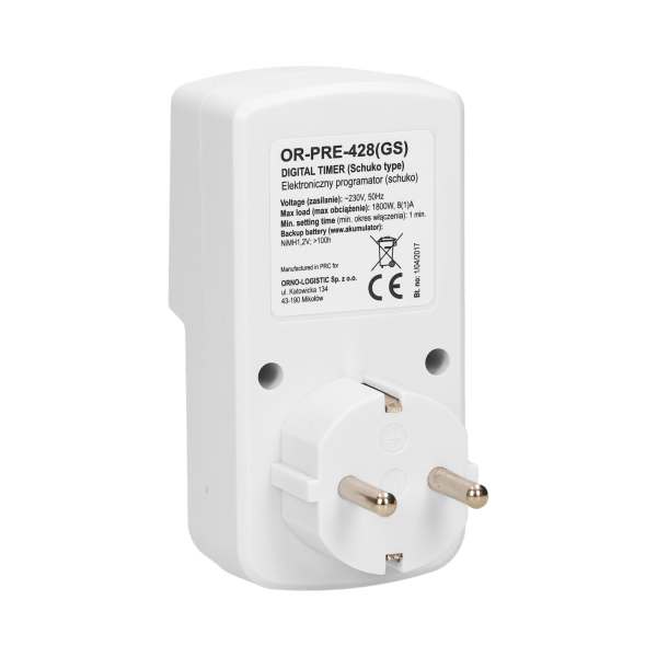 24 hours mechanical timer, schuko