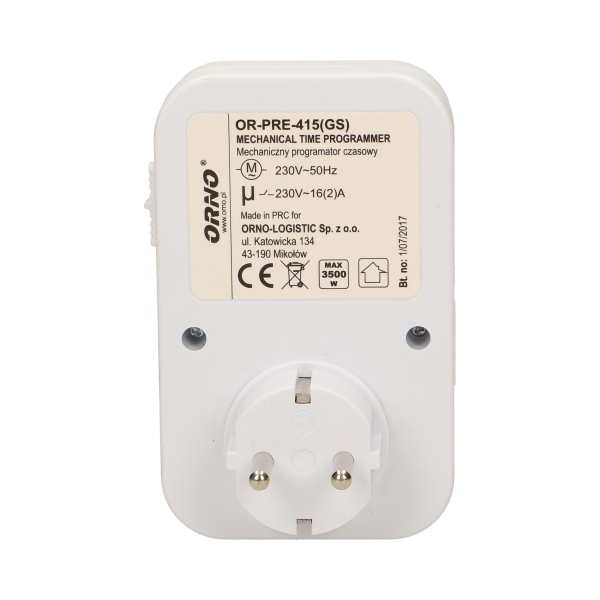 24 hours mechanical timer, schuko