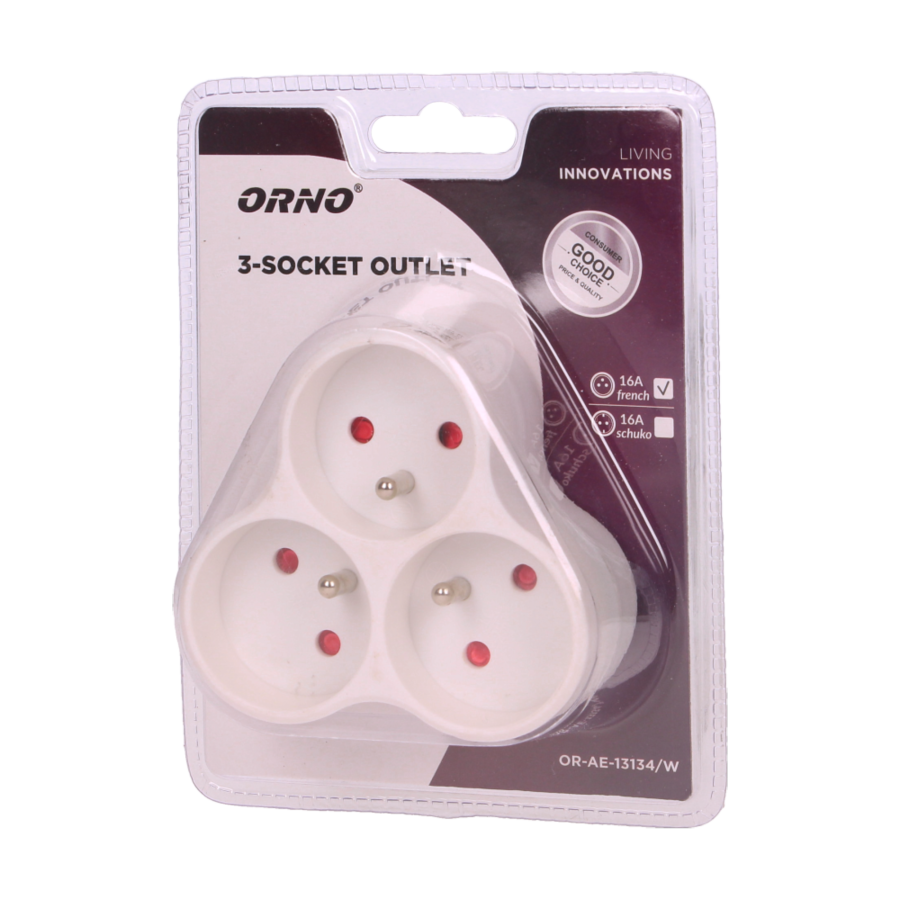 Triple socket outlet, white