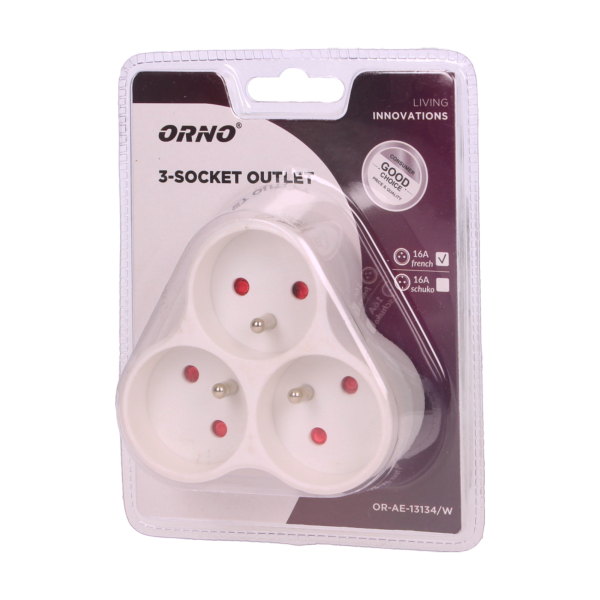 Triple socket outlet, white