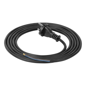 Przewód przyłączeniowy w izolacji gumowej z wtyczką H05RR-F 2x1,5mm2, 3m, czarny