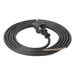 Connection cable in rubber insulation with a Uni-Schuko plug H05RR-F 3x1.5mm2, 3m long, black