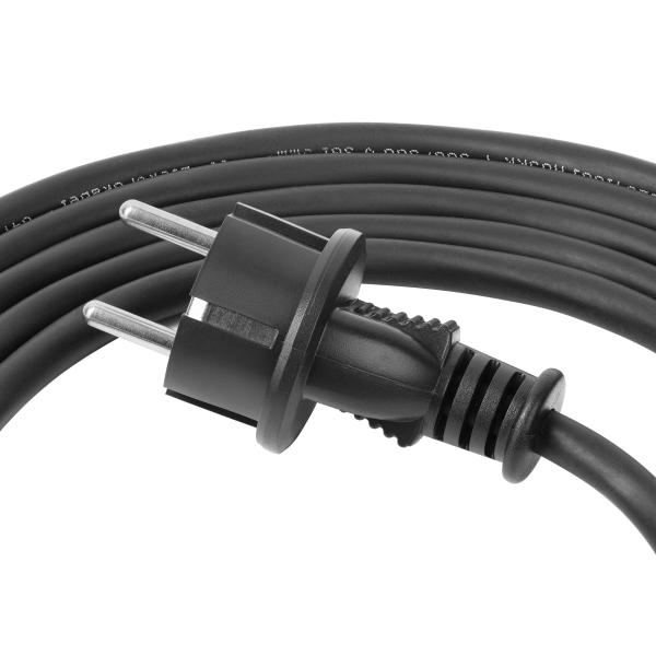 Connection cable in rubber insulation with a Uni-Schuko plug H05RR-F 3x1.5mm2, 3m long, black