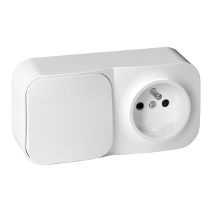 Surface-mounted single-pole switch + Single socket ToDo, IP20, 2P+E, white