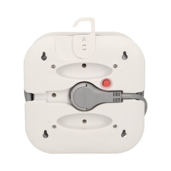 Cable reel with flat plug, USB charger and 3 sockets 2P+E, cable: PVC H05VV-F 3x1mm², 7m long