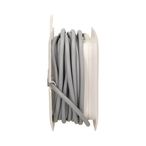 Przedłużacz zwijany, 3 gniazda 2P+Z, płaska wtyczka, ładowarka USB, polwinit H05VV-F 3x1mm² , długość 7m