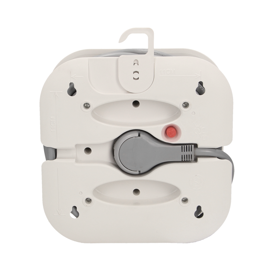 Przedłużacz zwijany, 4 gniazda 2P+Z, płaska wtyczka, polwinit H05VV-F 3x1mm² , długość 7m