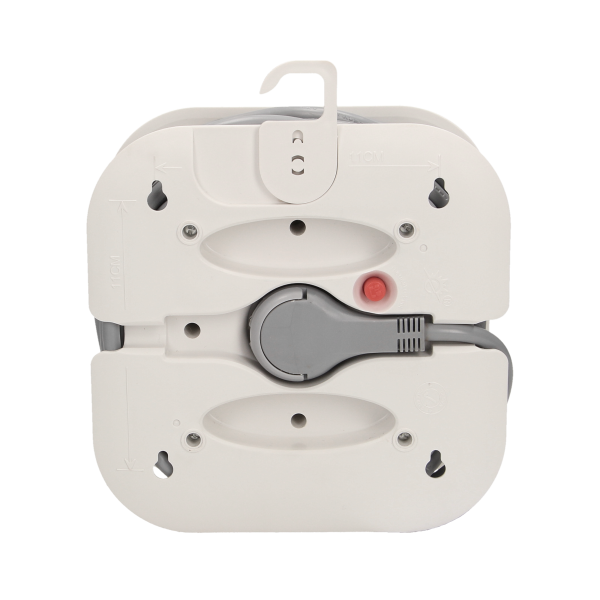 Cable reel with flat plug and 4 sockets 2P+E, cable: PVC, H05VV-F 3x1mm² , 7m long