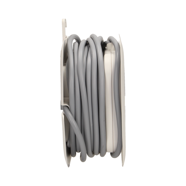 Cable reel with flat plug and 4 sockets 2P+E, cable: PVC, H05VV-F 3x1mm² , 7m long