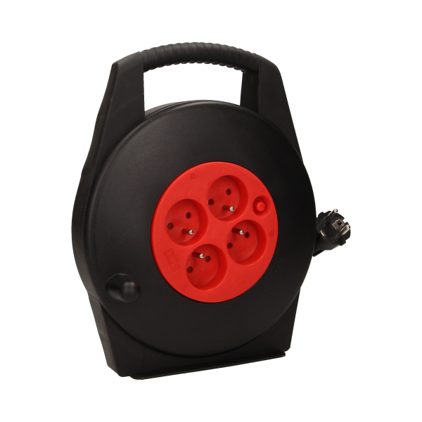 Przedłużacz bębnowy, 4 gniazda 2P+Z, polwinit H05VV-F 3x1mm², długość 10m