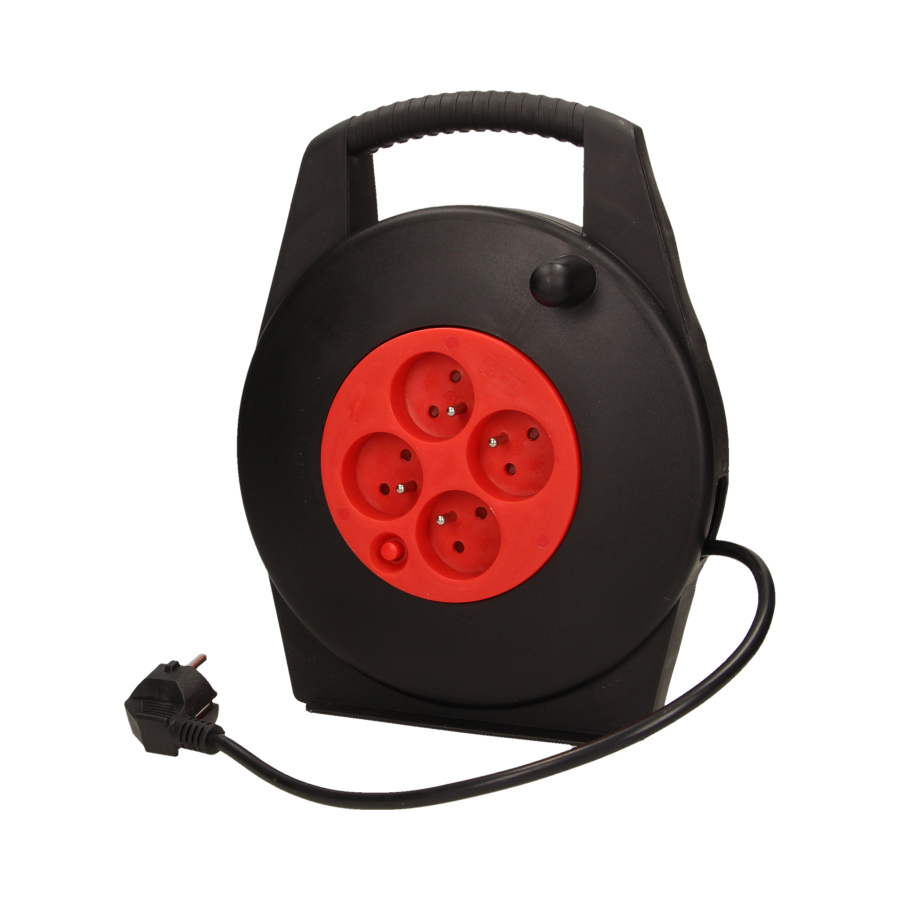 Przedłużacz bębnowy, 4 gniazda 2P+Z, polwinit H05VV-F 3x1mm², długość 10m