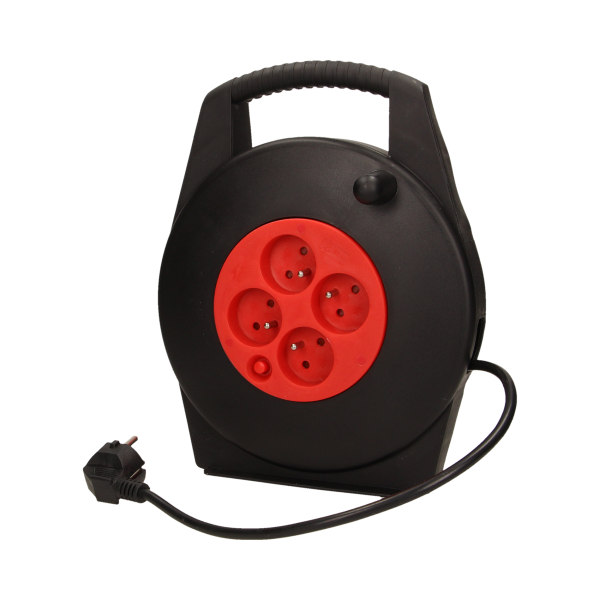 Przedłużacz bębnowy, 4 gniazda 2P+Z, polwinit H05VV-F 3x1mm², długość 10m