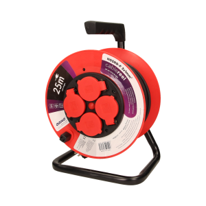 Przedłużacz bębnowy hermetyczny, guma H05RR-F 3x1mm² - 25m, 4x2P+Z, IP44