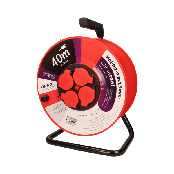 Przedłużacz bębnowy hermetyczny, guma H05RR-F 3x1,5mm² - 40m, 4x2P+Z, IP44 *