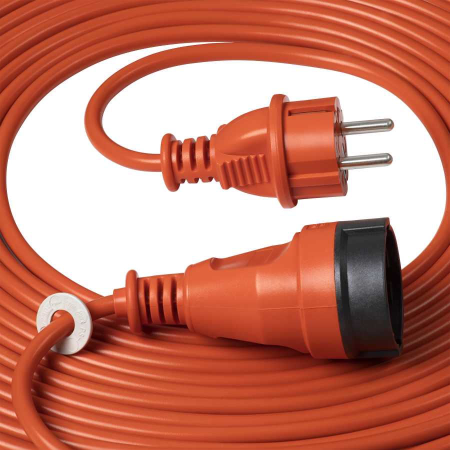 Garden extension cord made of PVC, IP20, potted, cable 40m long, Schuko 3x1mm², product made in Poland