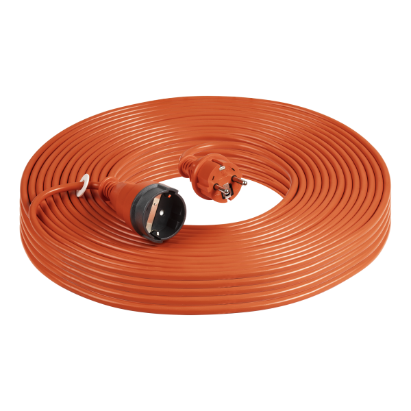 Przedłużacz ogrodowy pomarańczowy zalewany, 1x2P+Z (schuko) 50m, H03VV-F 3x1,0mm², 230VAC/10A, PRODUKT POLSKI