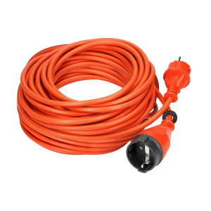 Przedłużacz ogrodowy pomarańczowy zalewany, 1x2P+Z (Schuko) 25m, H05VV-F 3x1,5mm2, 230VAC/16A , PRODUKT POLSKI