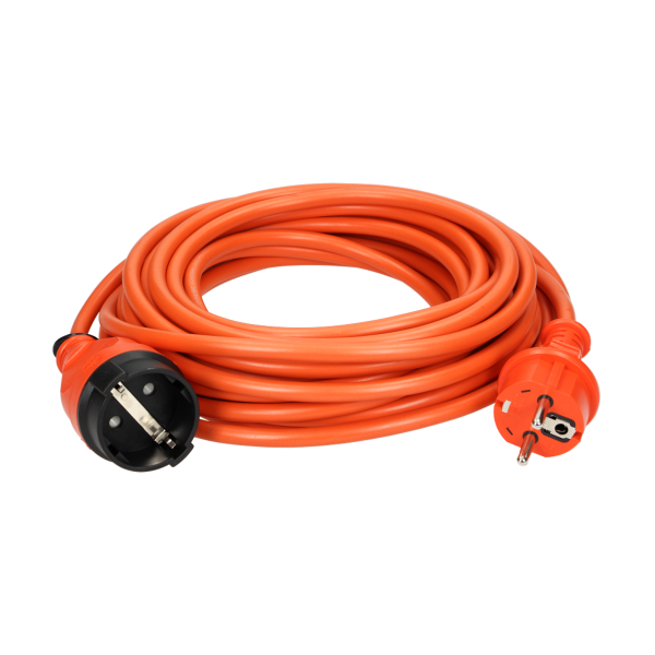 Przedłużacz ogrodowy pomarańczowy zalewany, 1x2P+Z (schuko) 30m, H05VV-F 3x1,5mm², 230VAC/16A, PRODUKT POLSKI