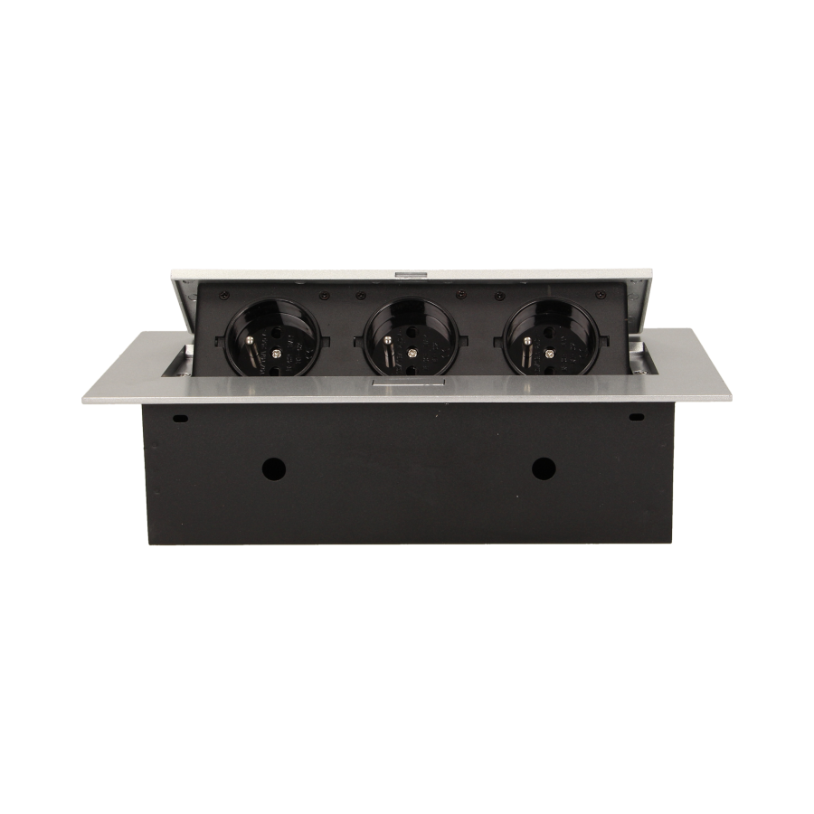 Flush-fitting furniture socket, silver