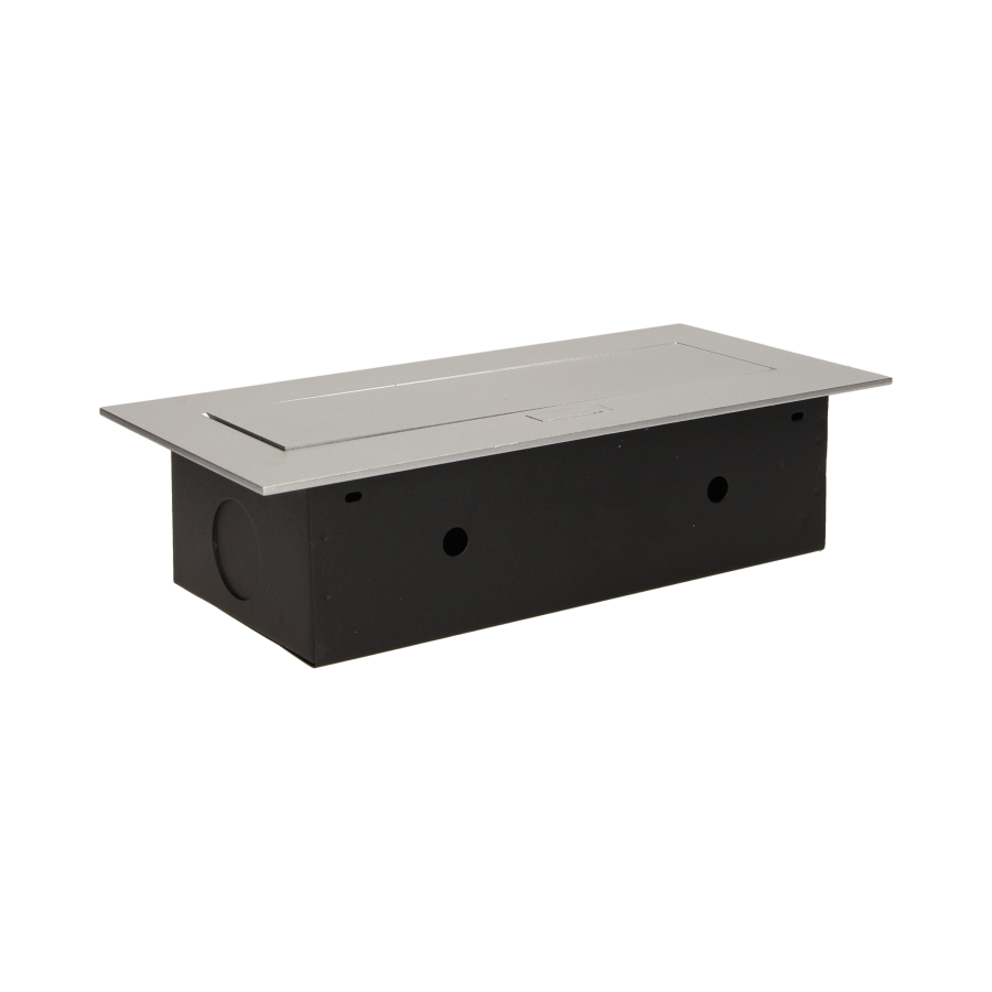 Gniazdo meblowe wpuszczane w blat z płaskim rantem, 3x2P+Z, srebrne