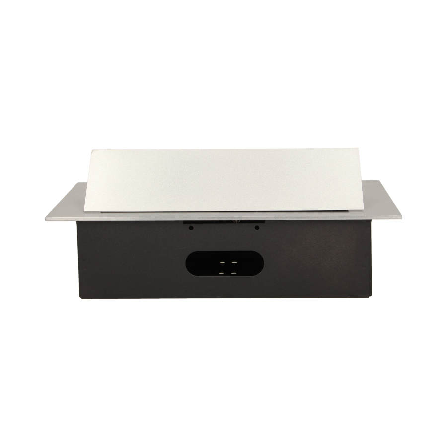 Gniazdo meblowe wpuszczane w blat z płaskim rantem, 3x2P+Z, srebrne