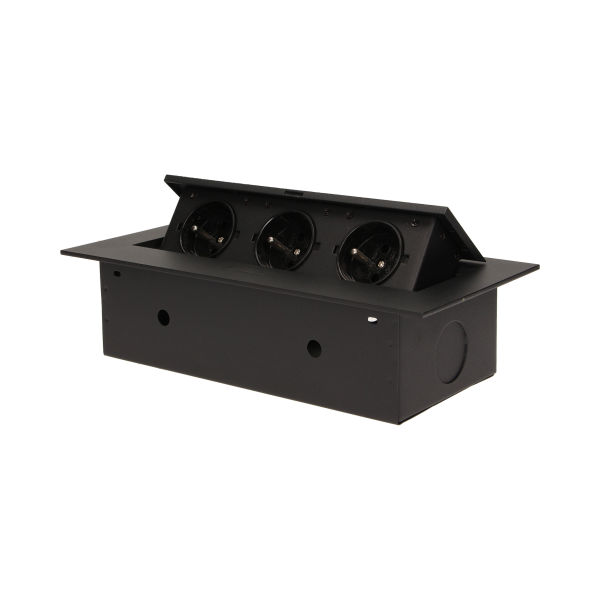 Flush-fitting furniture socket, black