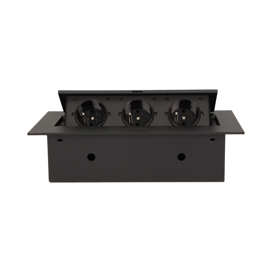 Flush-fitting furniture socket, black