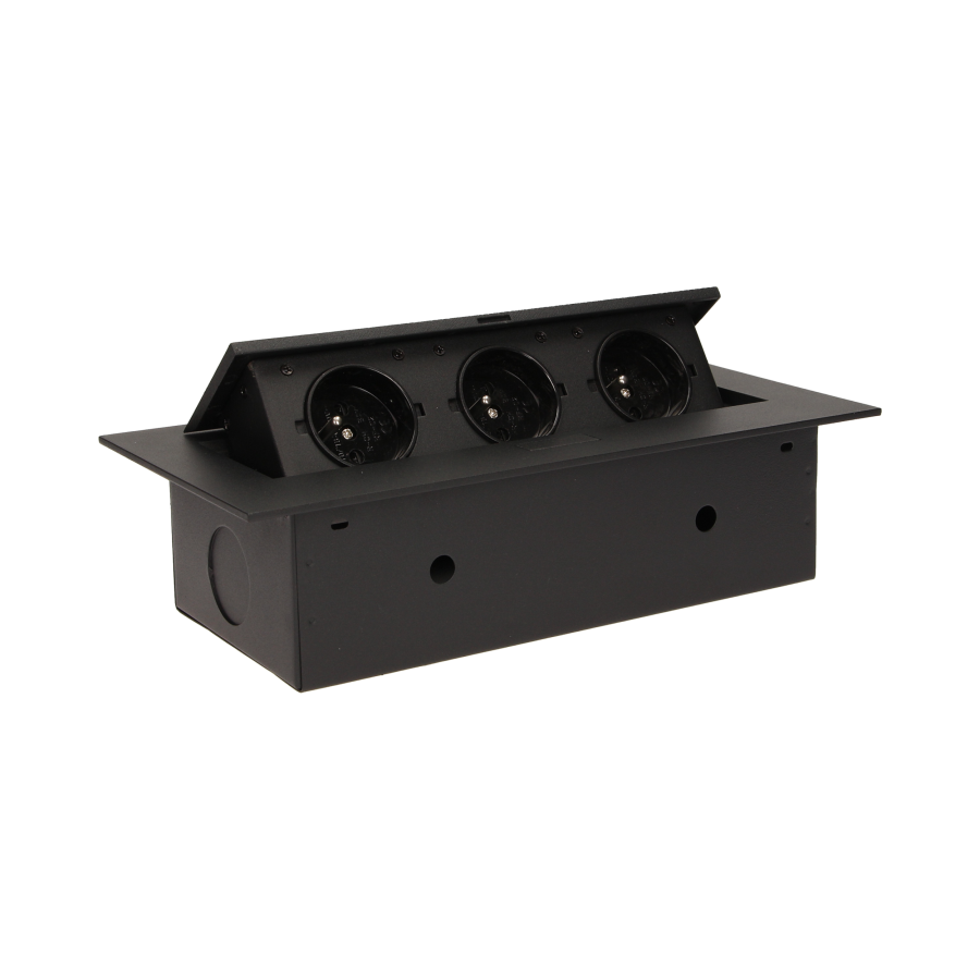 Flush-fitting furniture socket, black