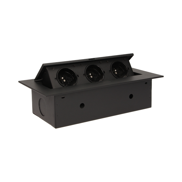 Flush-fitting furniture socket, black