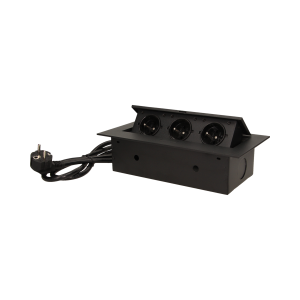 Flush-fitting furniture socket with 1.5m cable, black