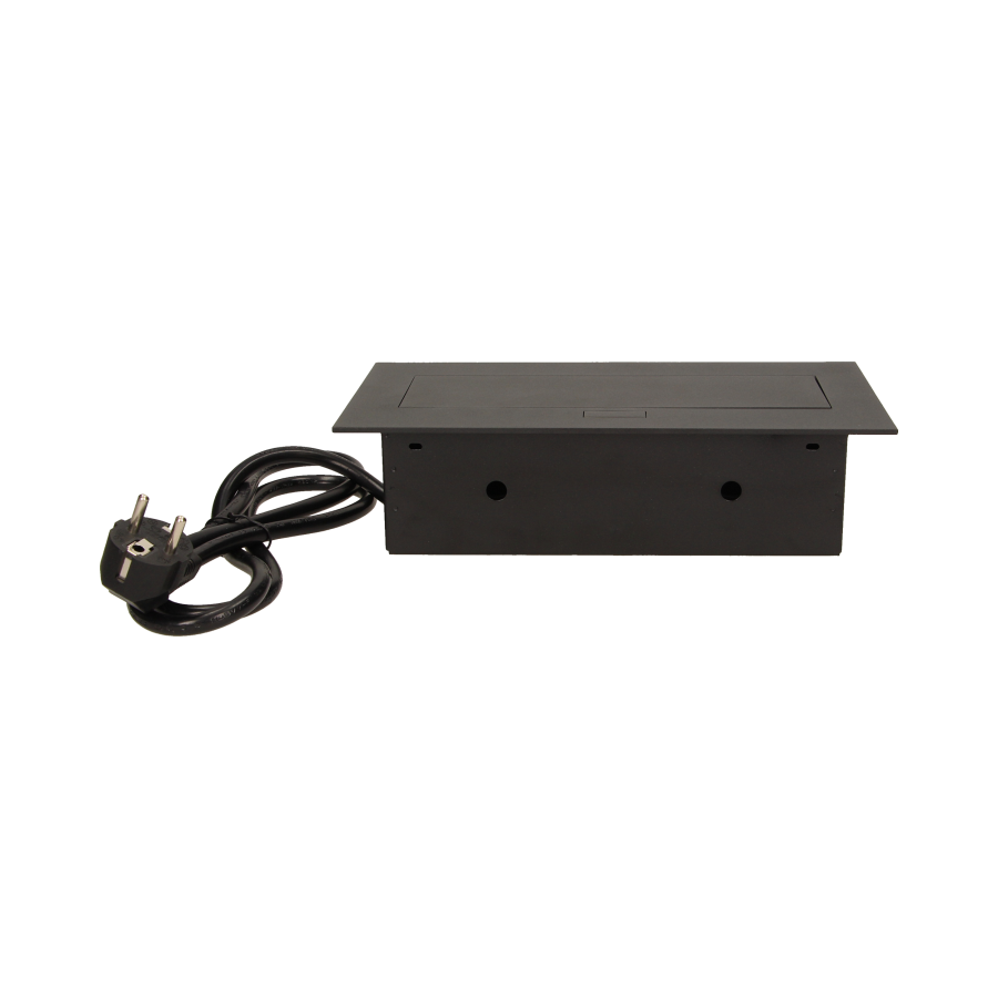 Flush-fitting furniture socket with 1.5m cable, black