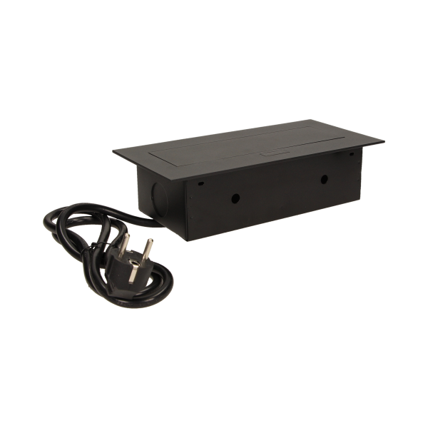 Flush-fitting furniture socket with 1.5m cable, black