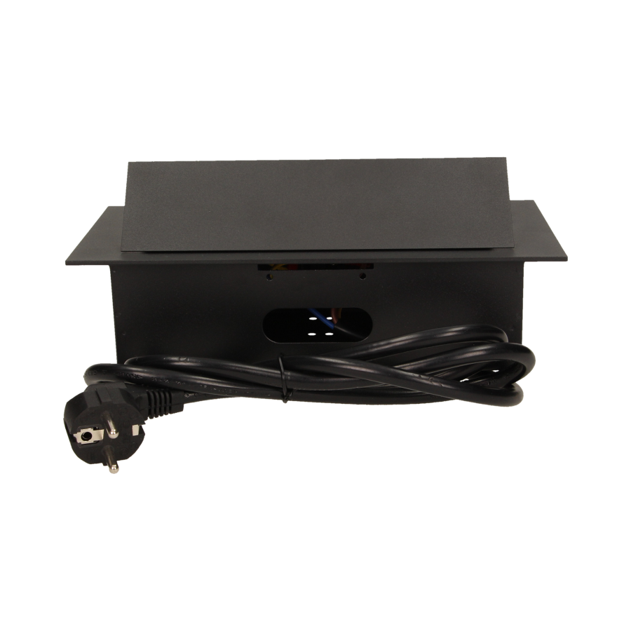 Flush-fitting furniture socket with 1.5m cable, black