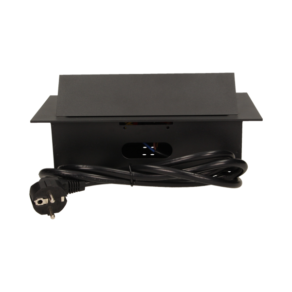 Flush-fitting furniture socket with 1.5m cable, black