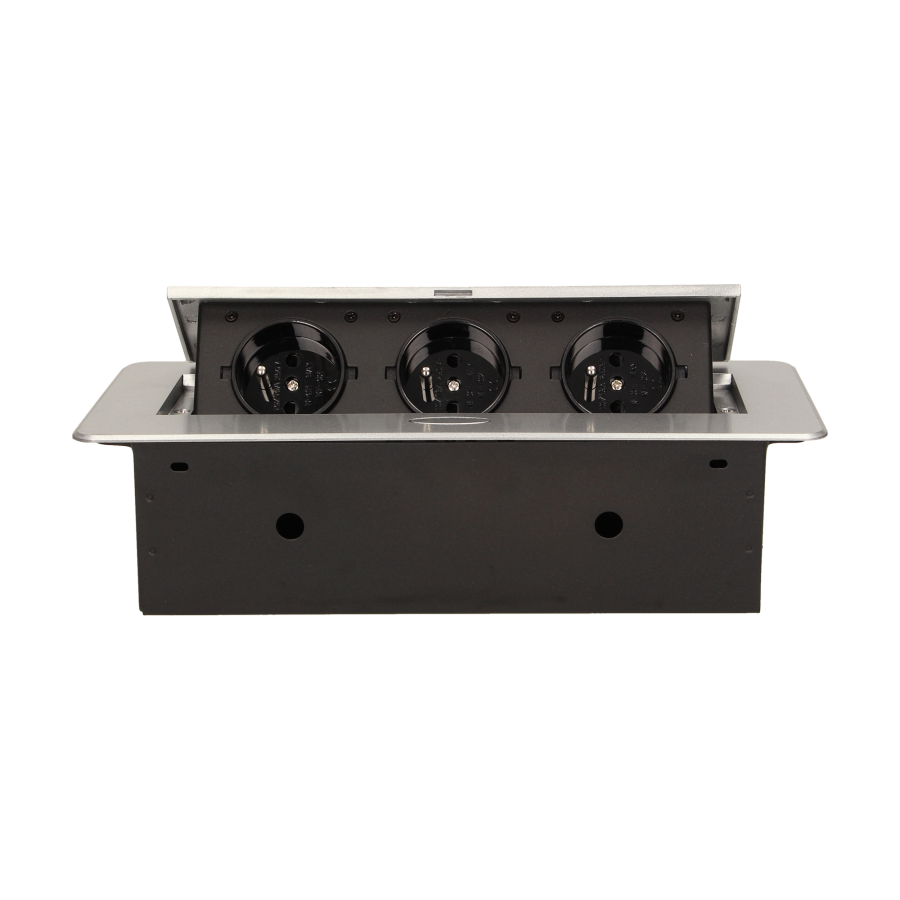 Flush-fitting furniture socket, silver