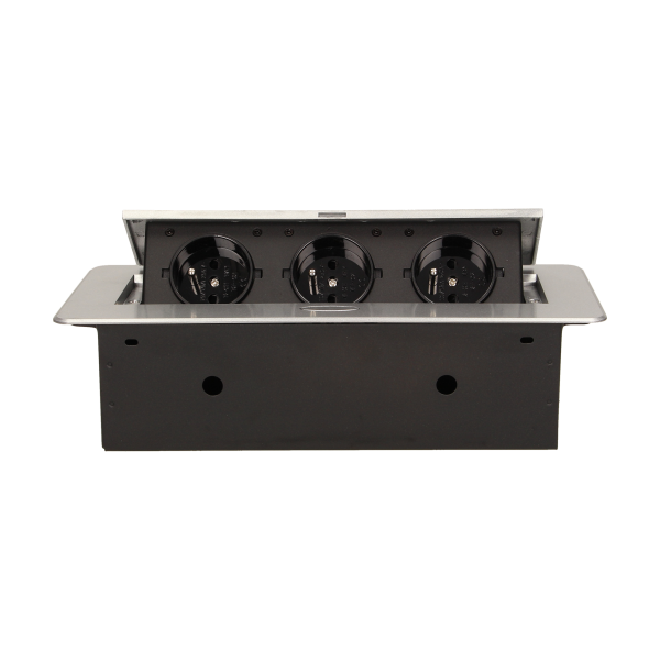 Flush-fitting furniture socket, silver