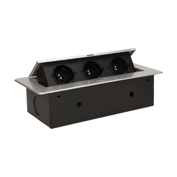 Flush-fitting furniture socket, silver