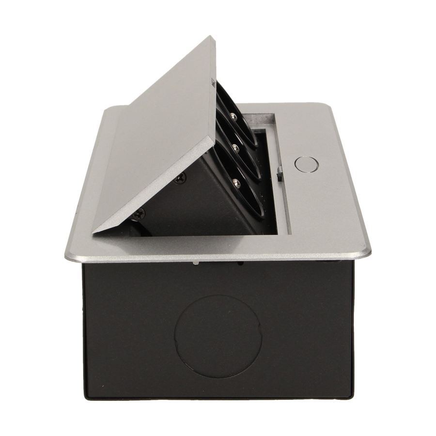 Flush-fitting furniture socket, silver