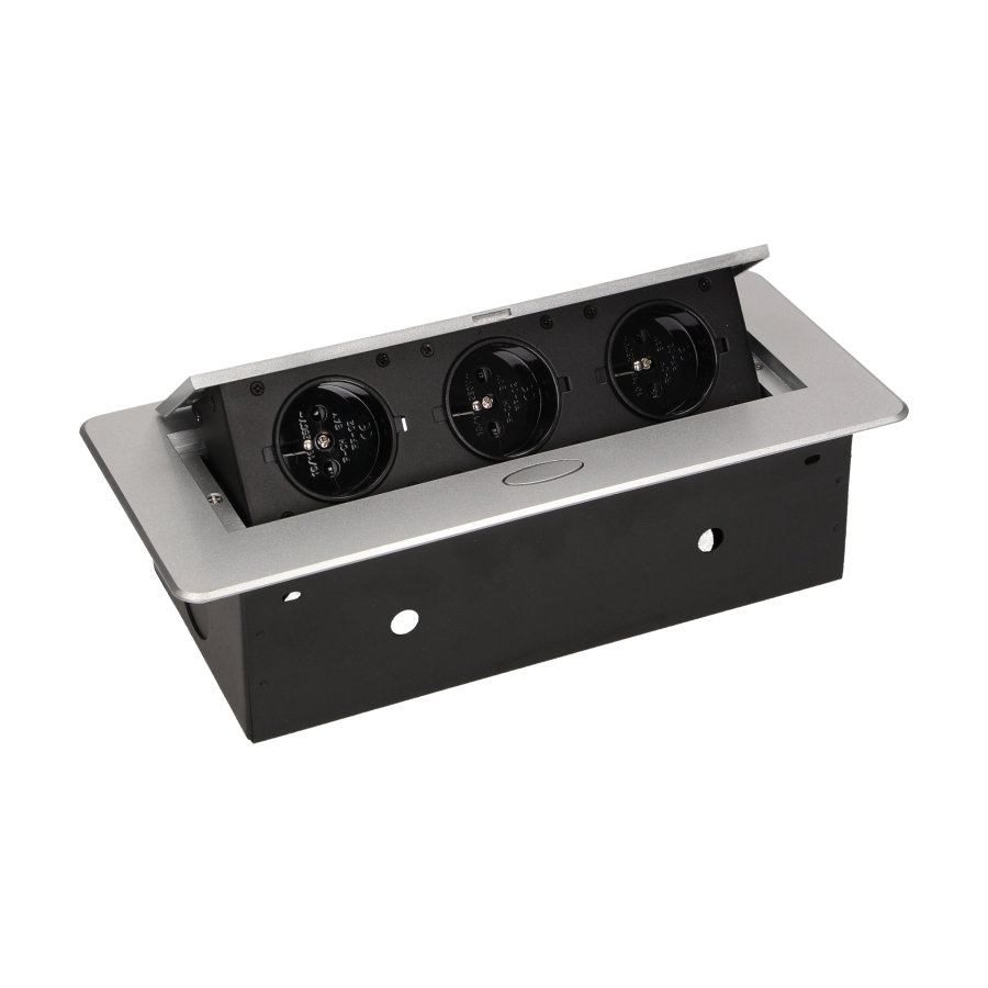 Flush-fitting furniture socket, silver