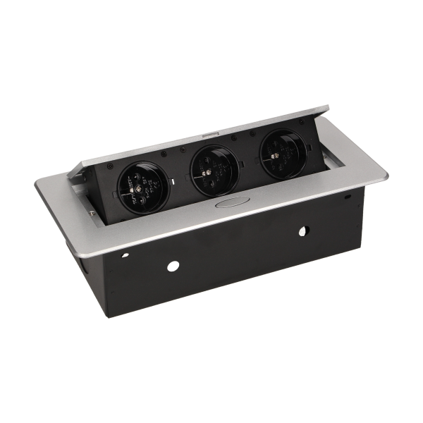 Flush-fitting furniture socket, silver