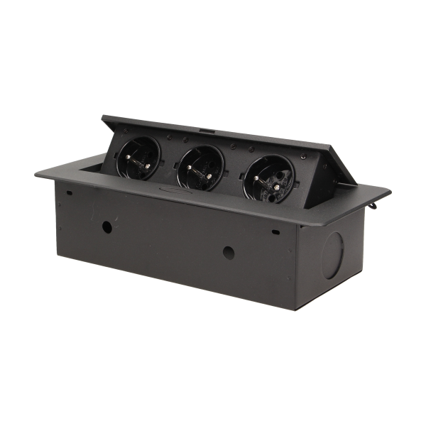 Flush-fitting furniture socket, black