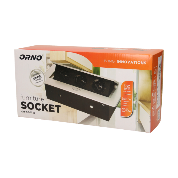 Flush-fitting furniture socket, black