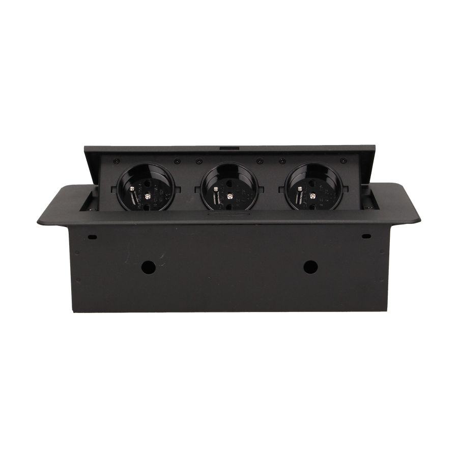 Flush-fitting furniture socket, black