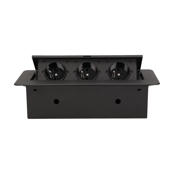 Flush-fitting furniture socket, black