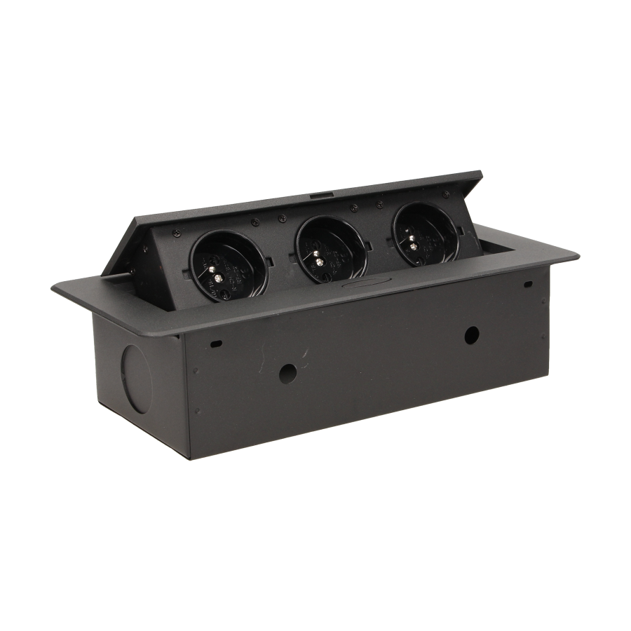 Flush-fitting furniture socket, black