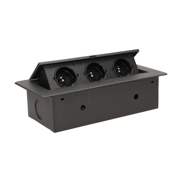 Flush-fitting furniture socket, black