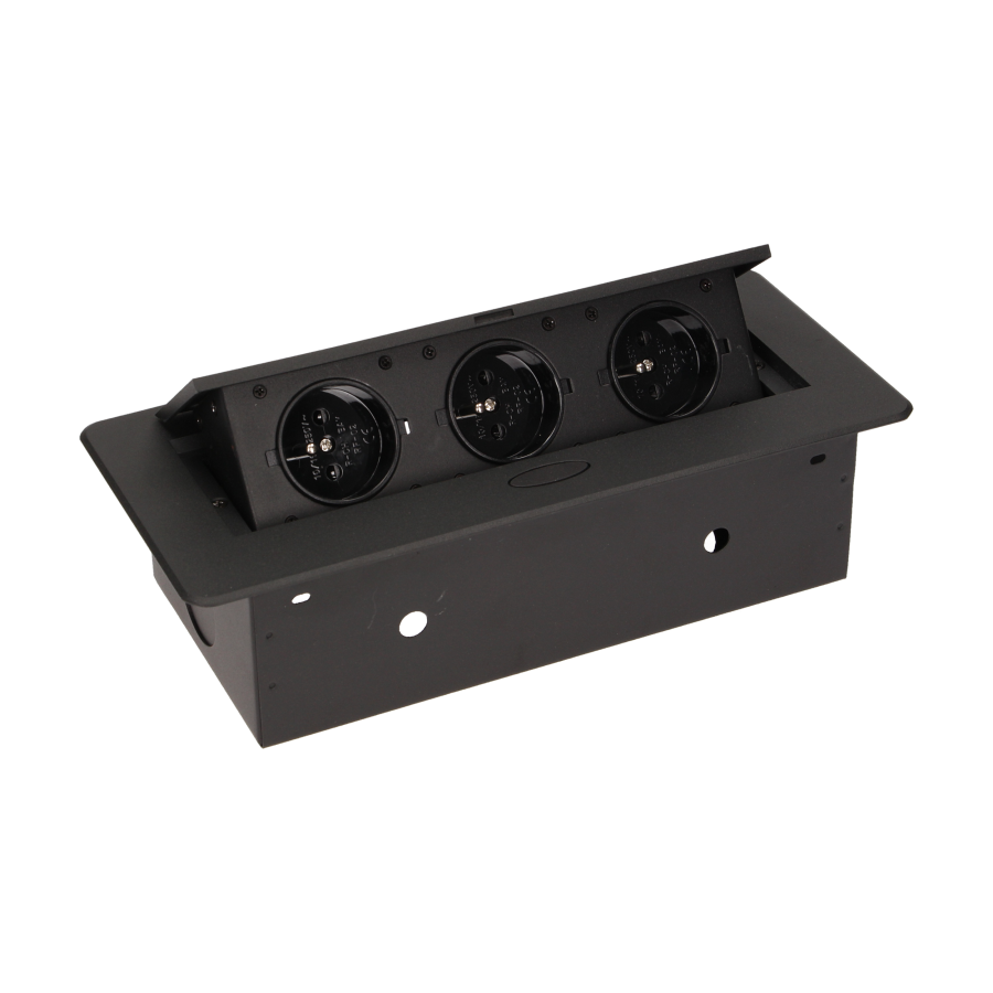 Flush-fitting furniture socket, black